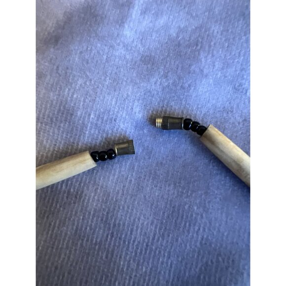 Vintage Handmade Bone & Wood Beaded Necklace With Pendant And Barrel Clasp - Picture 4 of 6